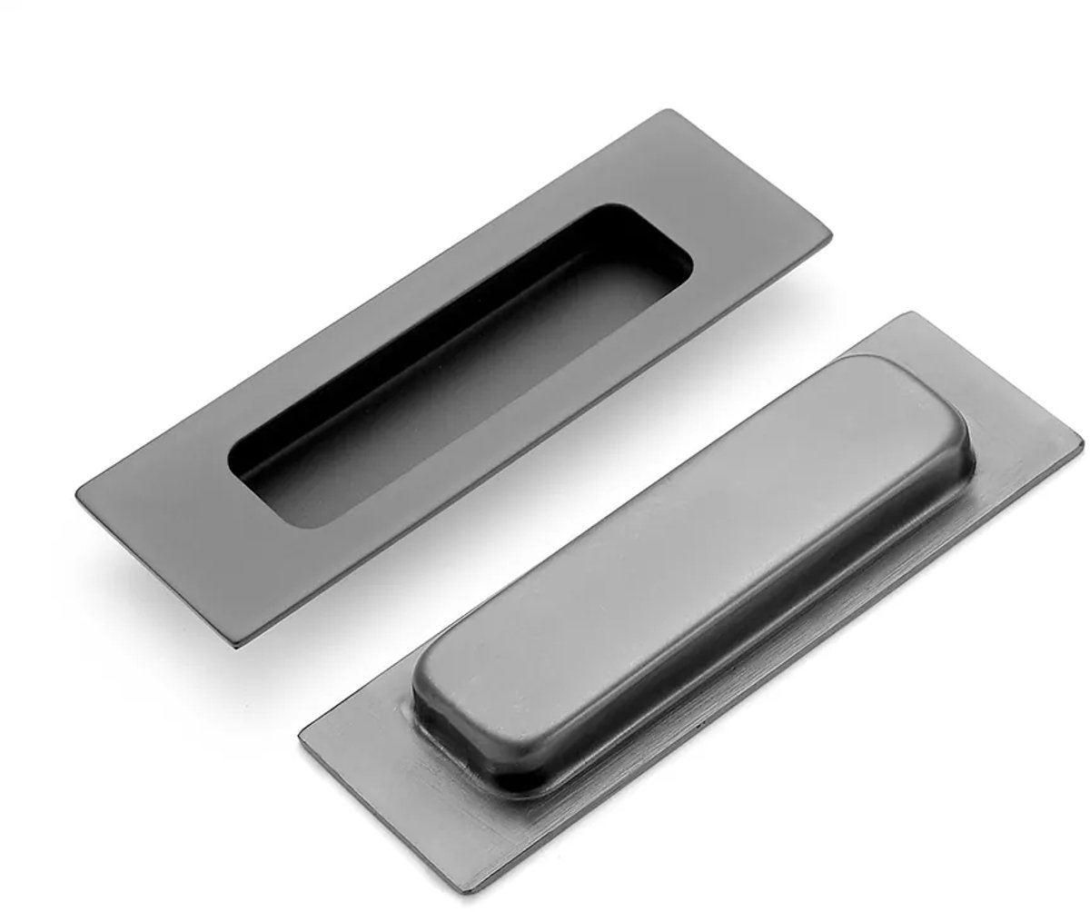 Schuifdeurkom rechthoek 120x40x12mm blind gun metal PVD gecoat