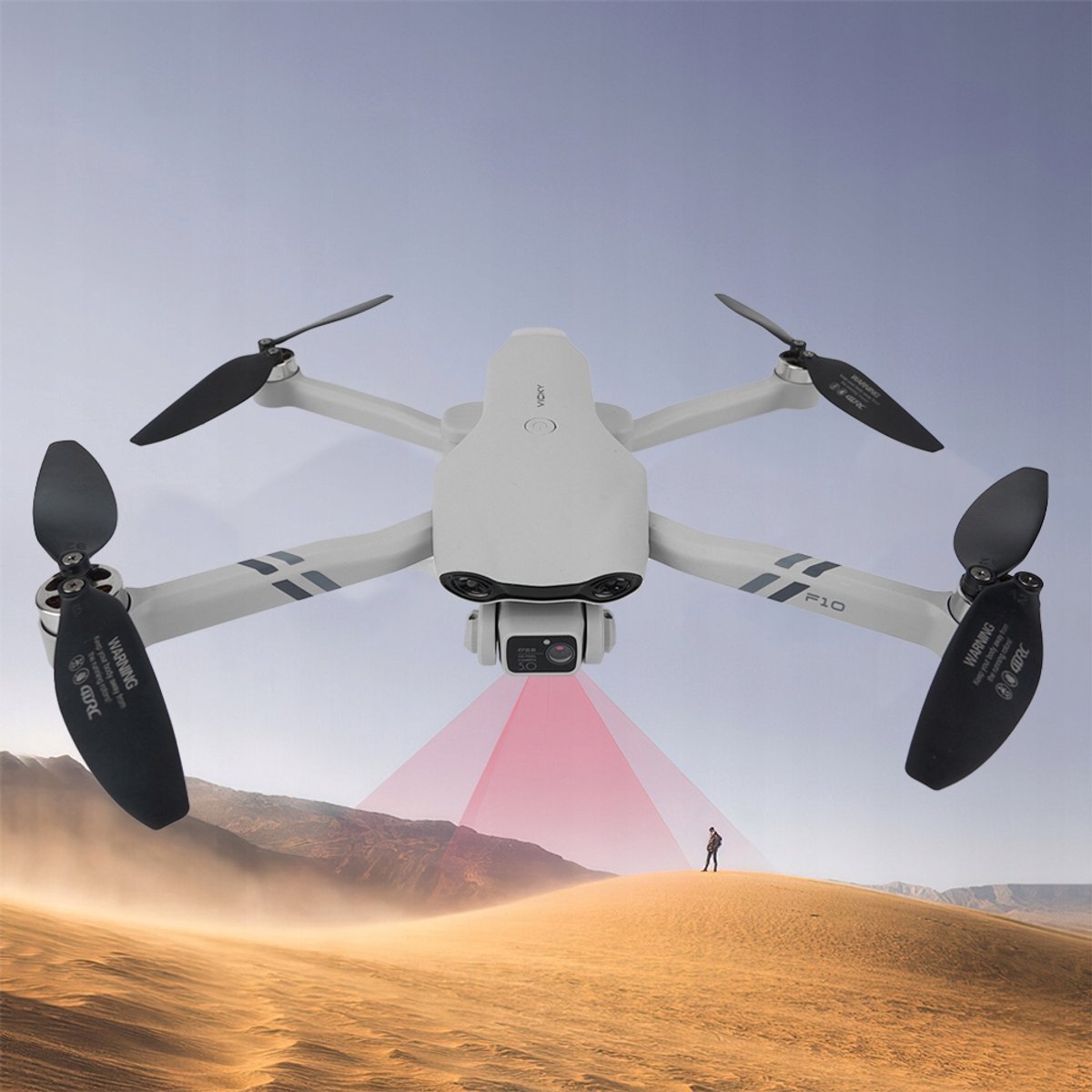 F10 Drone met Camera - Opvouwbare WiFi Drone - Dubbele 480P Camera - Optical Flow Hover - Headless Modus en One-Key Take-Off - 3x 1600mAh Accu - Voor Foto, Video en Recreatief Vliegen thumbnail 4
