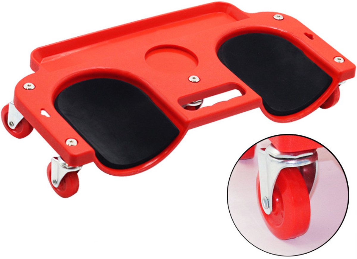 Verrijdbare Kniebeschermer - Kniebeschermers - met 5 Wielen - met Dienblad - Bescherm je Knieën - Rood