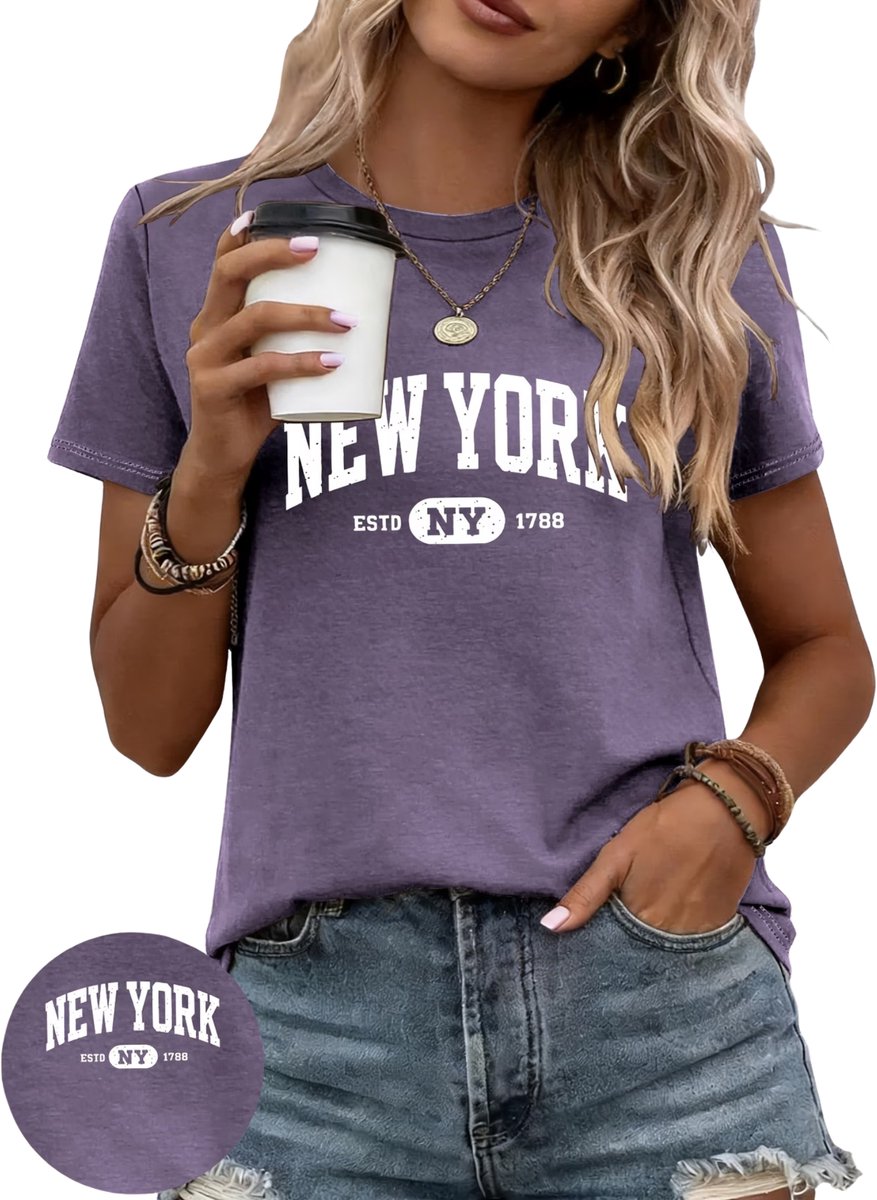 Currero T-Shirt Dames Shirt Zomerkleding T Shirt Mode Old Money Polo Vrouwen Kleding Volwassenen Paars