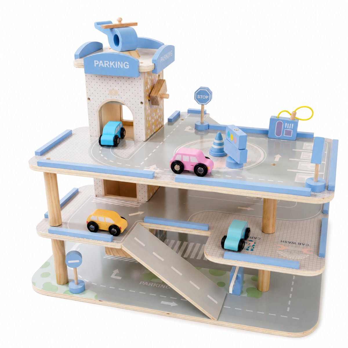 Dastium Kids Parkeergarage - Parkeergarage Speelgoed - Met werkende lift - Houten Speelgoedgarage - Autogarage - FSC Hout