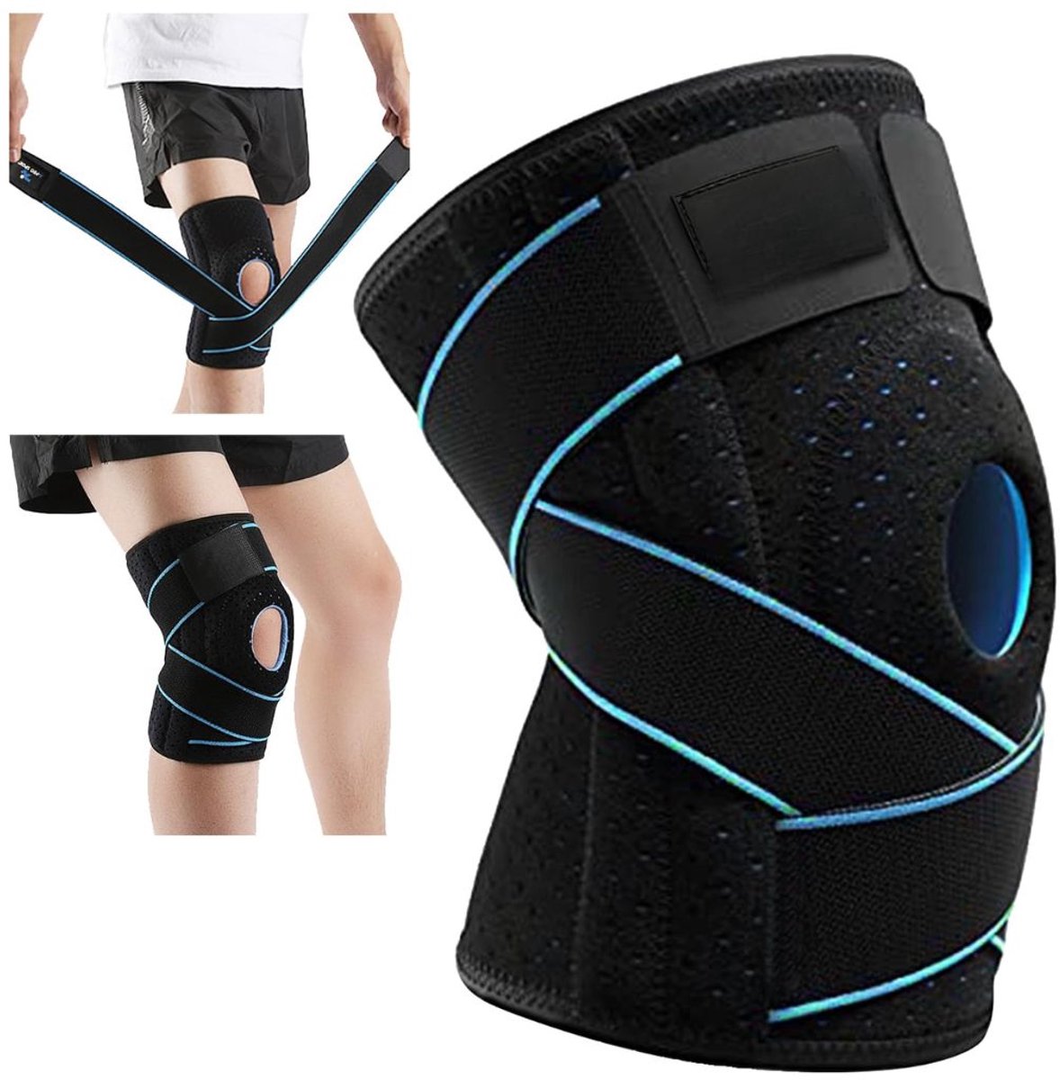 LNMsolutions® Kniebrace - Kniebrace Dames - Ondersteuning Knie - Zwart - 24cm x 16cm x 5cm