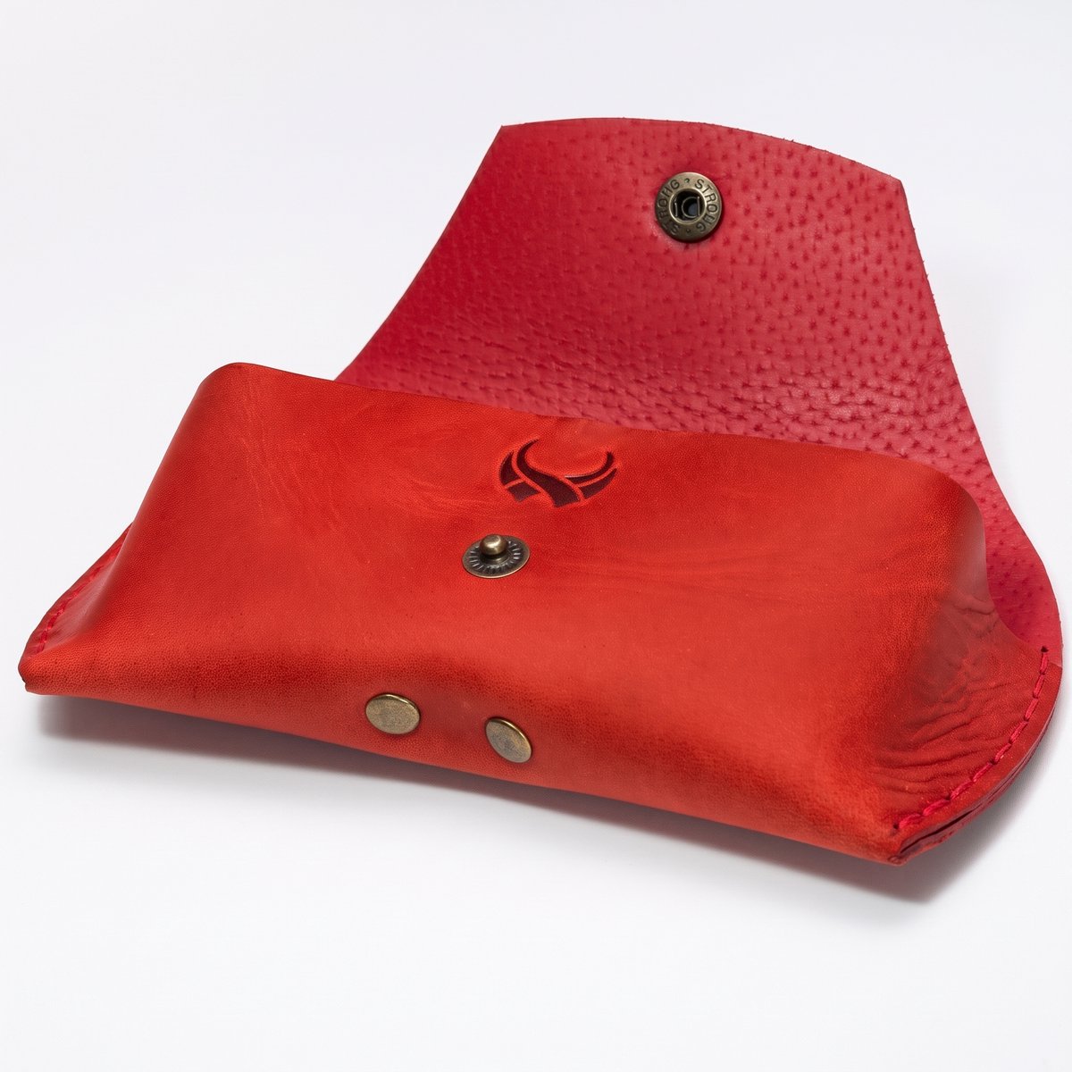 Leren Brillenkoker - Handgemaakt - Echt Leer - Rood - Met Neusbrug Ondersteuning