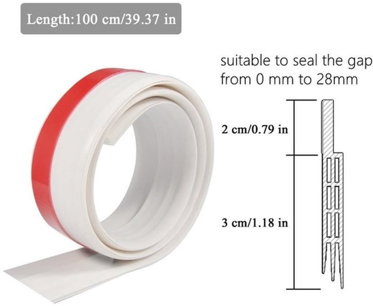 Deurstrip 100 cm - Siliconenrubber - Zelfklevend - Geluidsreductie - Insectenwerend - Duurzaam en flexibel - Afdichtstrip