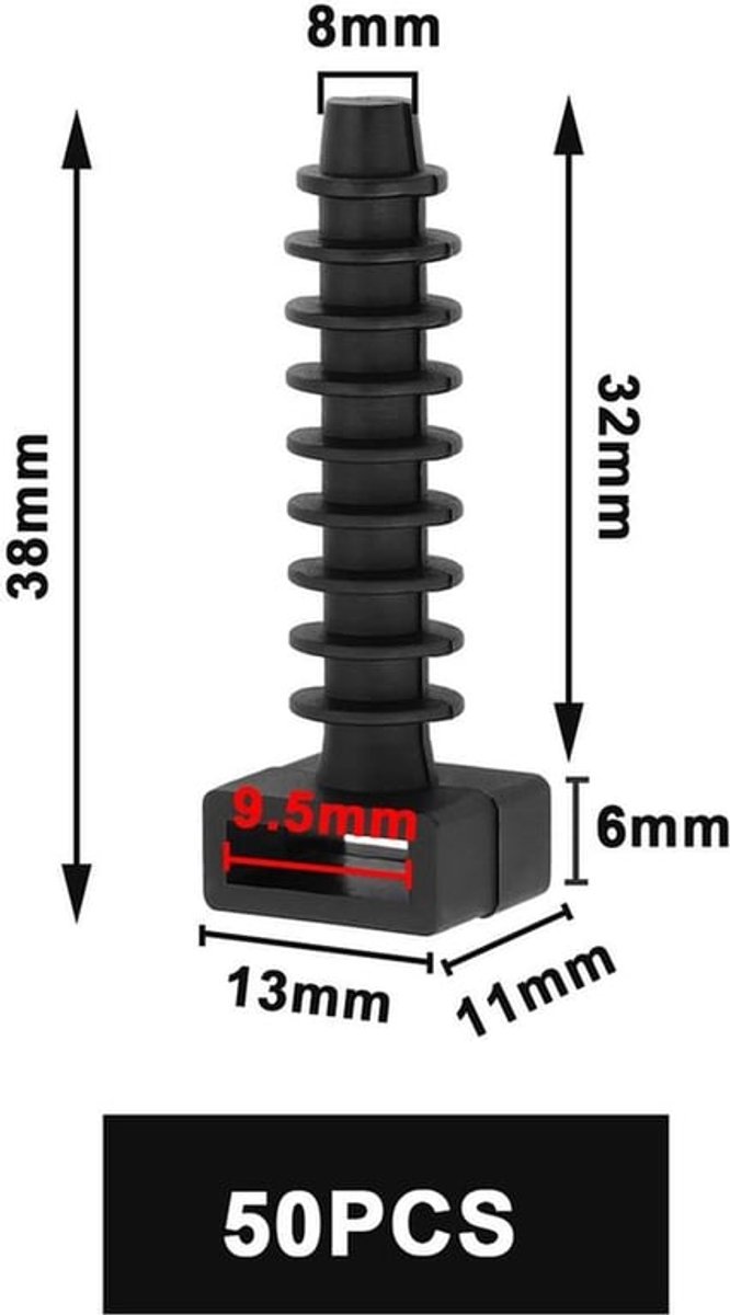 Muurpluggen 50 stuks - Nylon Bevestigingspluggen - Geschikt voor Metselwerk - Kabelbeheer - Afmetingen 38 x 8 mm - Duurzaam en Sterk