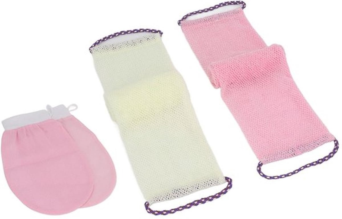 Exfoliërende Scrubber - Douche Spons - Nylon Materiaal - Handige Handbanden - Effectieve Reiniging - Sneldrogend - Badspons