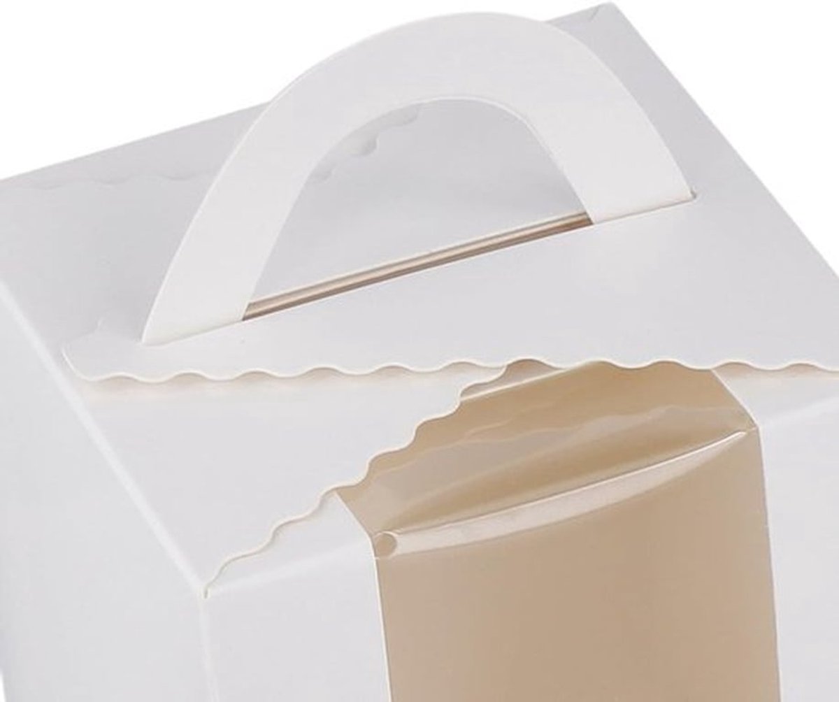 100 Stuks Individuele Cupcake-Dozen met Handvat en Venster voor Taart en Gebak, Ideaal voor Verjaardagen en Bruiloften