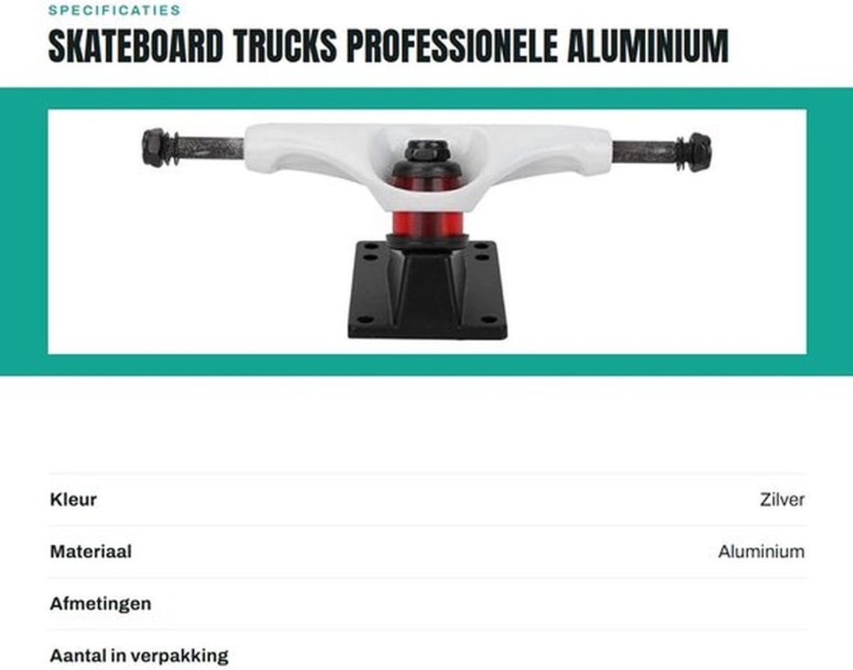 Skateboard Trucks Duurzaam - Aluminium/Magnesium Legering - Lichtgewicht - Professionele Beugel - 2 Stuks - Geïntegreerd Design - Skateboardbeugels