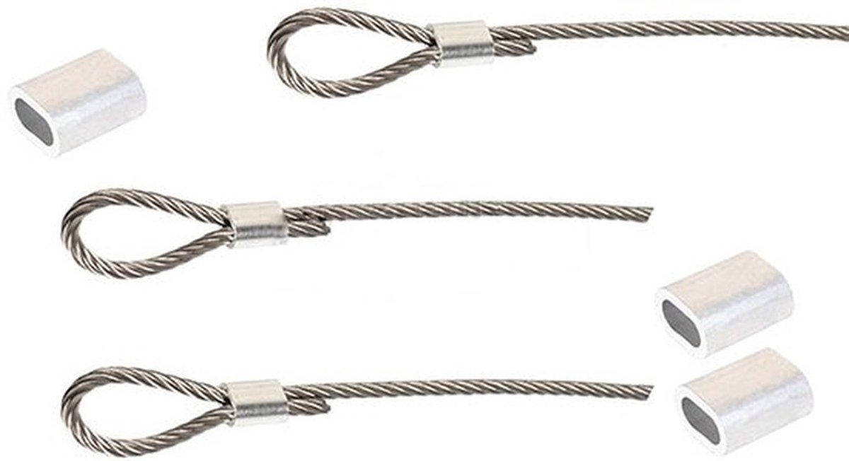 Aluminium Crimping Loop Mouw Clips - Kabelverbinders - Roestvrij en Duurzaam - Zilver - Voor 4mm Kabel en Touw - 50 Stuks