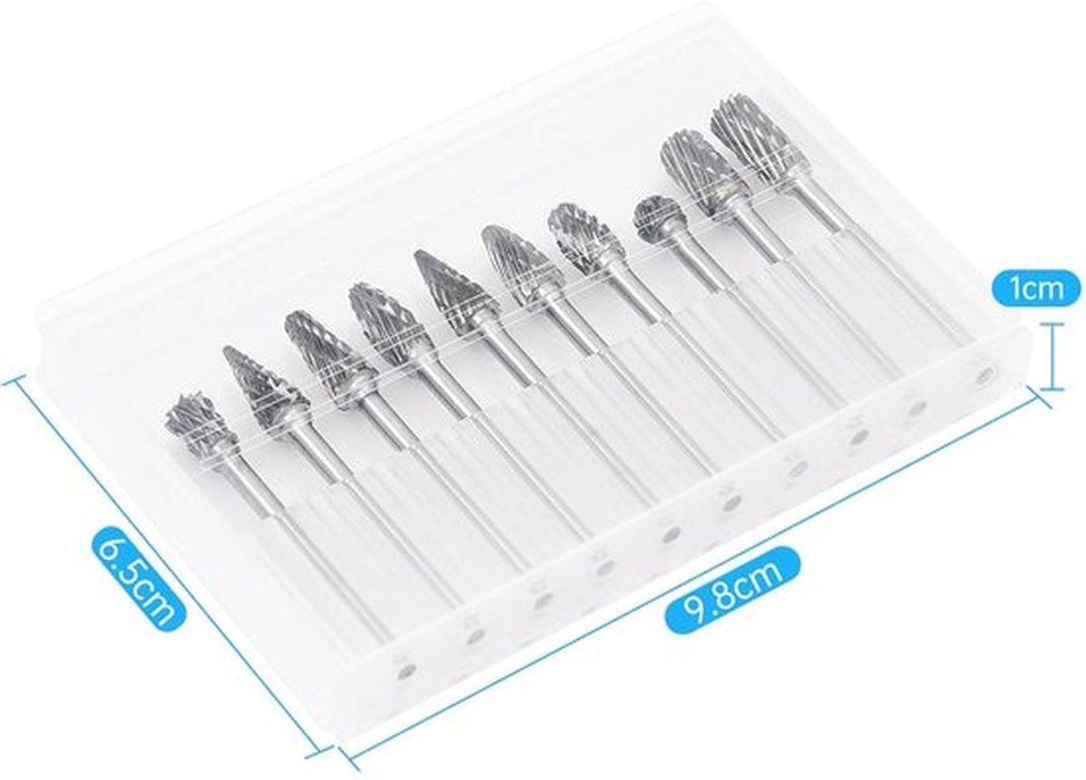 SnelShoppen - Carbide Freesboren met Dubbele Snede 1/8 Inch, 3mm Schacht, 10 Stuks, Snij- en Slijpgereedschap voor Dremel, Metaal Polijsten en Bewerke