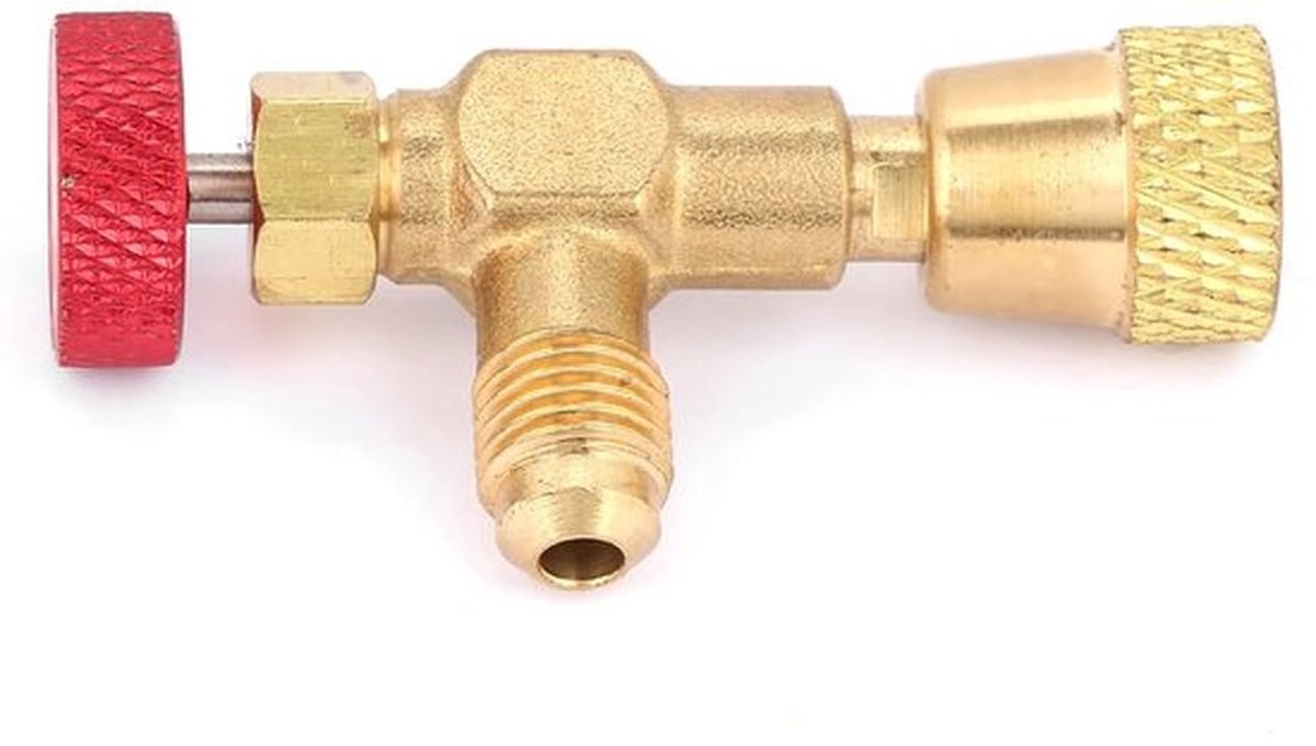 Regelventiel Adapter R410a - Flexibele Airconditioning Messing - Veiligheidsventiel 1/4 Naar 5/16 - Duurzaam en Betrouwbaar - Voor Koelmi...
