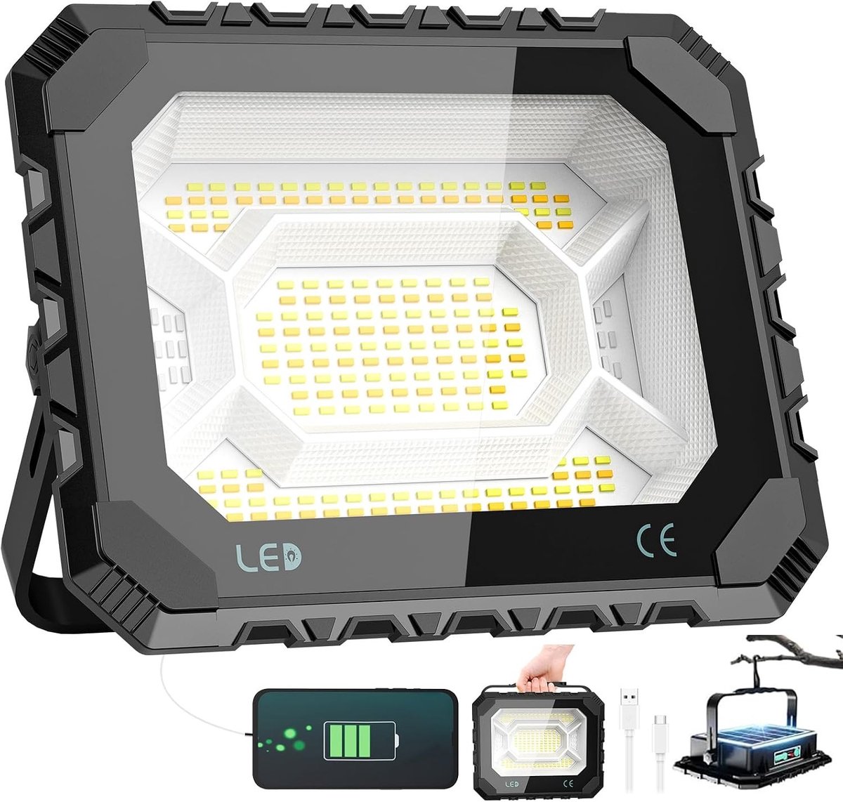 Led-bouwlamp - Draagbaar - 120 W - Accu met 24000 mAh - Voor Camping en Bouwplaats