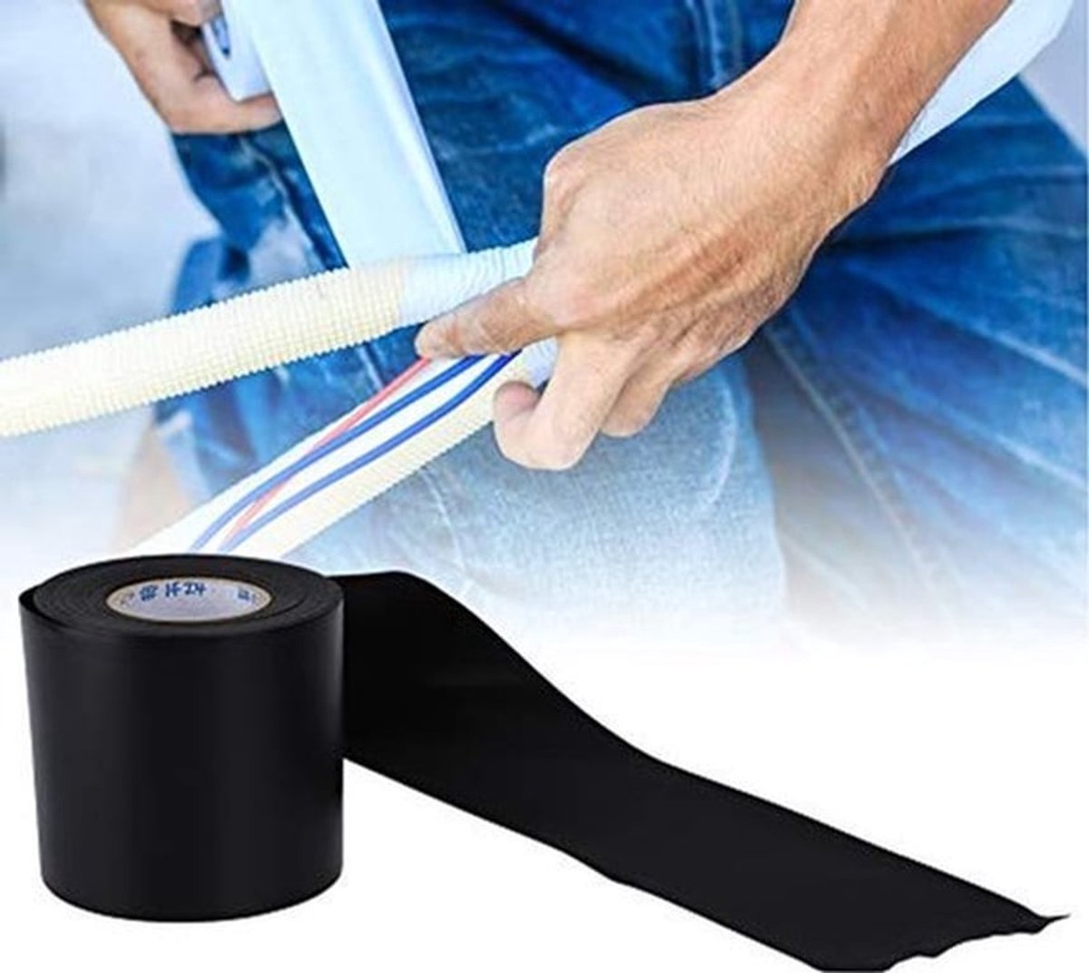 PVC Airconditioner Isolatiestropdas - Zwart - Oliebestendig en Duurzaam