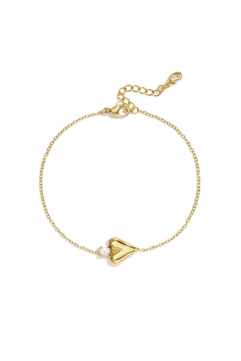Fae - Hartjes Armband - Strass - Stainless Steel - - Goud