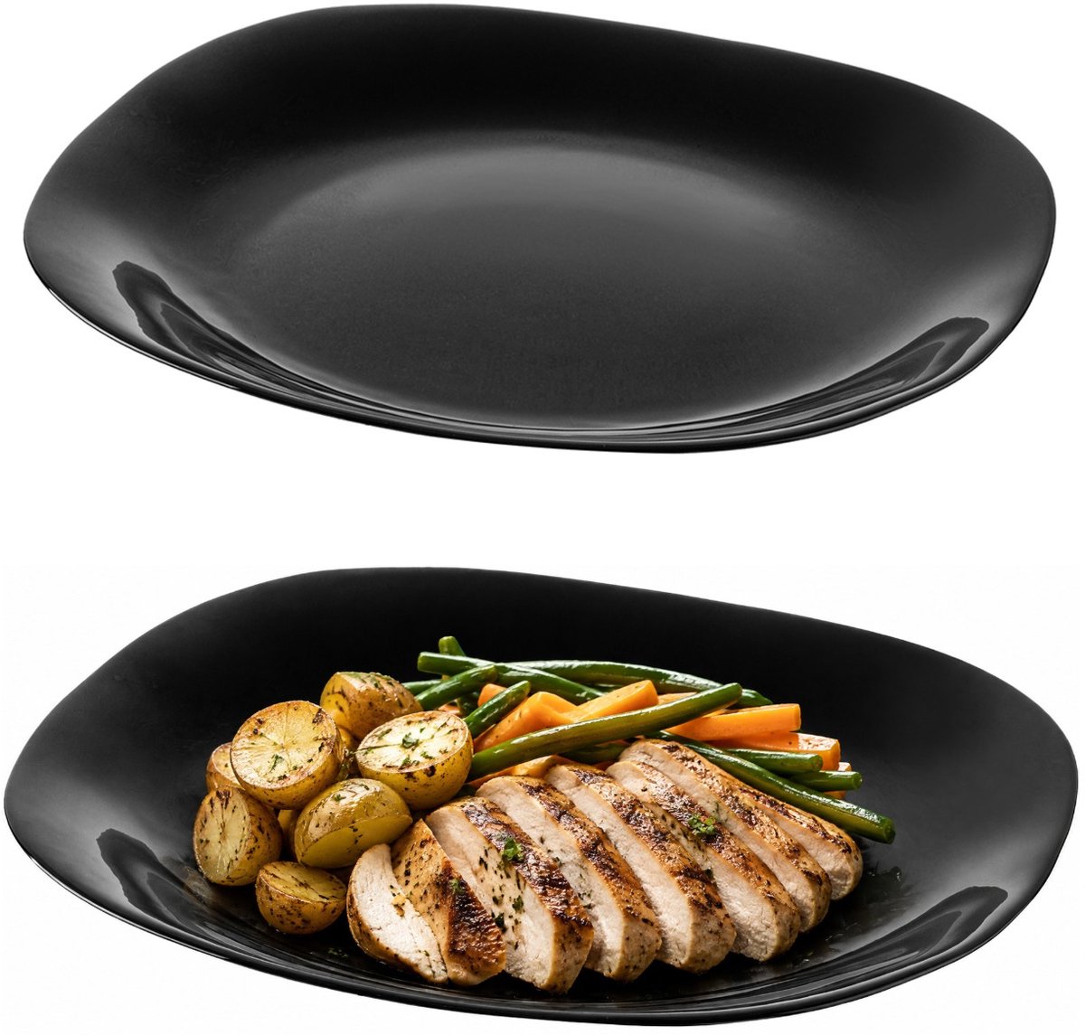 Zwart Vierkant Dinerbord 28 cm - Stijlvol en duurzaam gehard glas