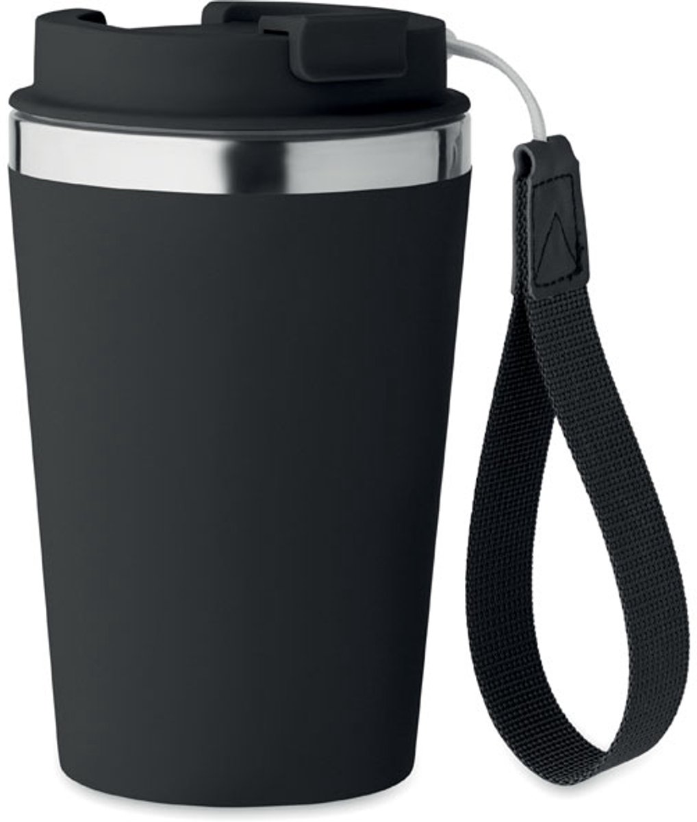 Koffie to Go Beker 350ML van gerecycled roestvrij staal Zwart