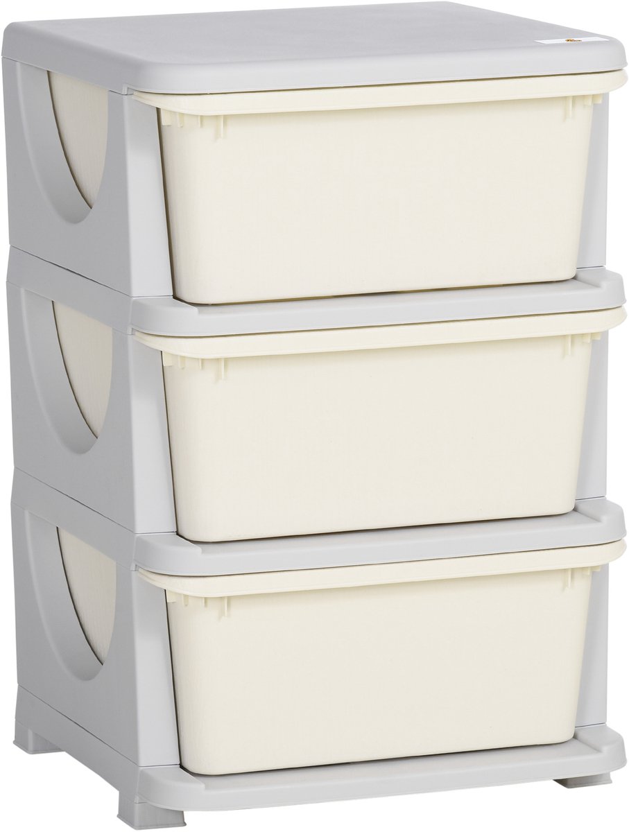 HOMCOM - Kinderopbergdozen - PP - 37x37x56,5 cm - Crème