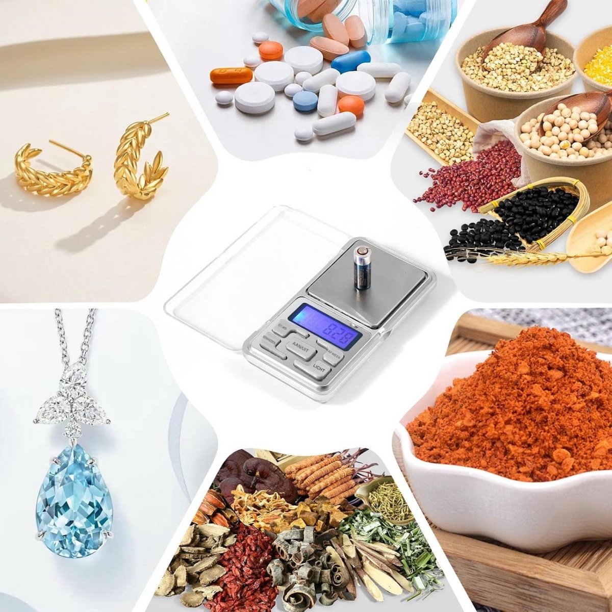 SSTRWGOOD Digitale Keukenweegschaal - Precisiewaage 500g/0,01g - Mini Weegschaal met Tara en Auto-uit - LCD Display met Verlichting - Geschikt voor Keuken, Koffie en Medicijnen - Roestvrijstaal en ABS - Transparant Deksel als Weegbak - 12x6,3x2cm
