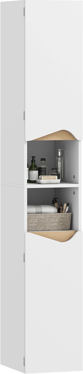 HOMCOM Badkamerkast (vloermodel) - Spaanplaat - 30x34,6x180,5cm - Wit