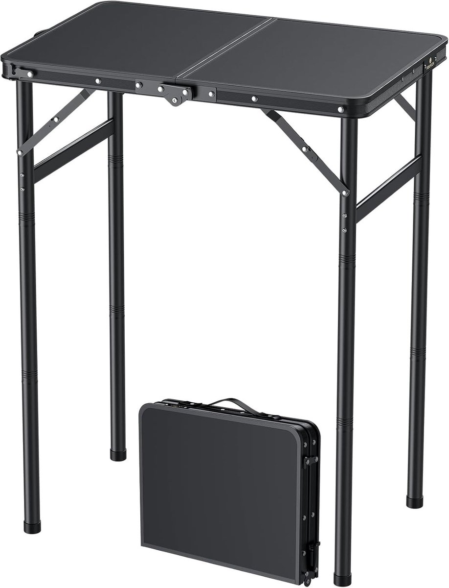 Vouwbare campingtafel 58 x 40 cm, verstelbaar in 3 hoogtes (27/51/75 cm), multifunctionele tafel voor picknick en buitenactiviteiten, lichtgewicht en duurzaam