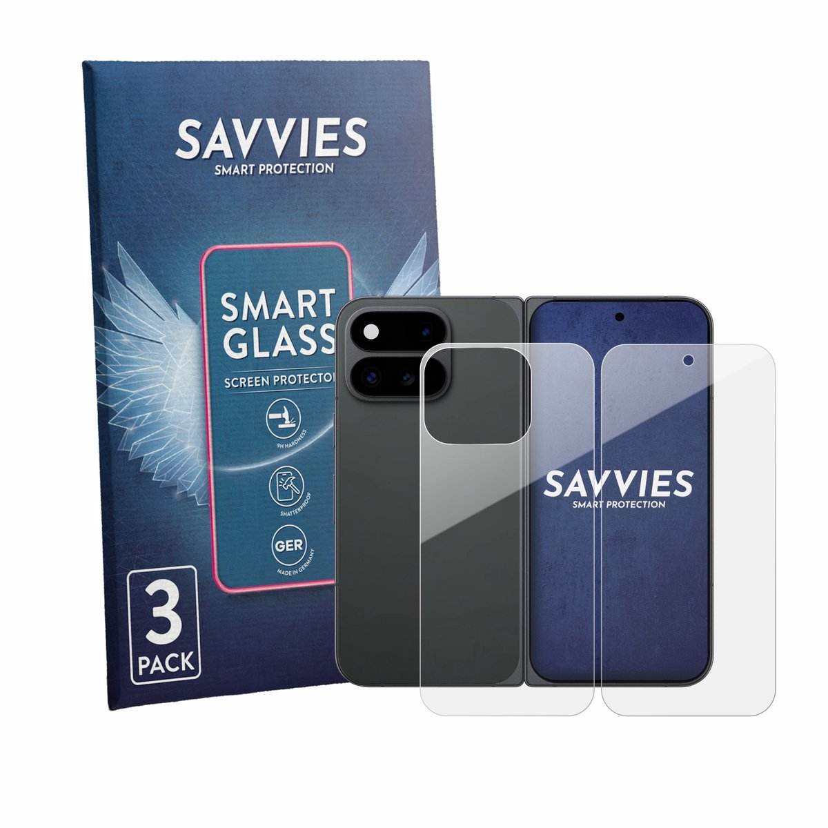 3 Stuks Savvies Screenprotector - geschikt voor Google Pixel 11 Pro Fold (Voor+Achter) - beschermfolie glas transparant