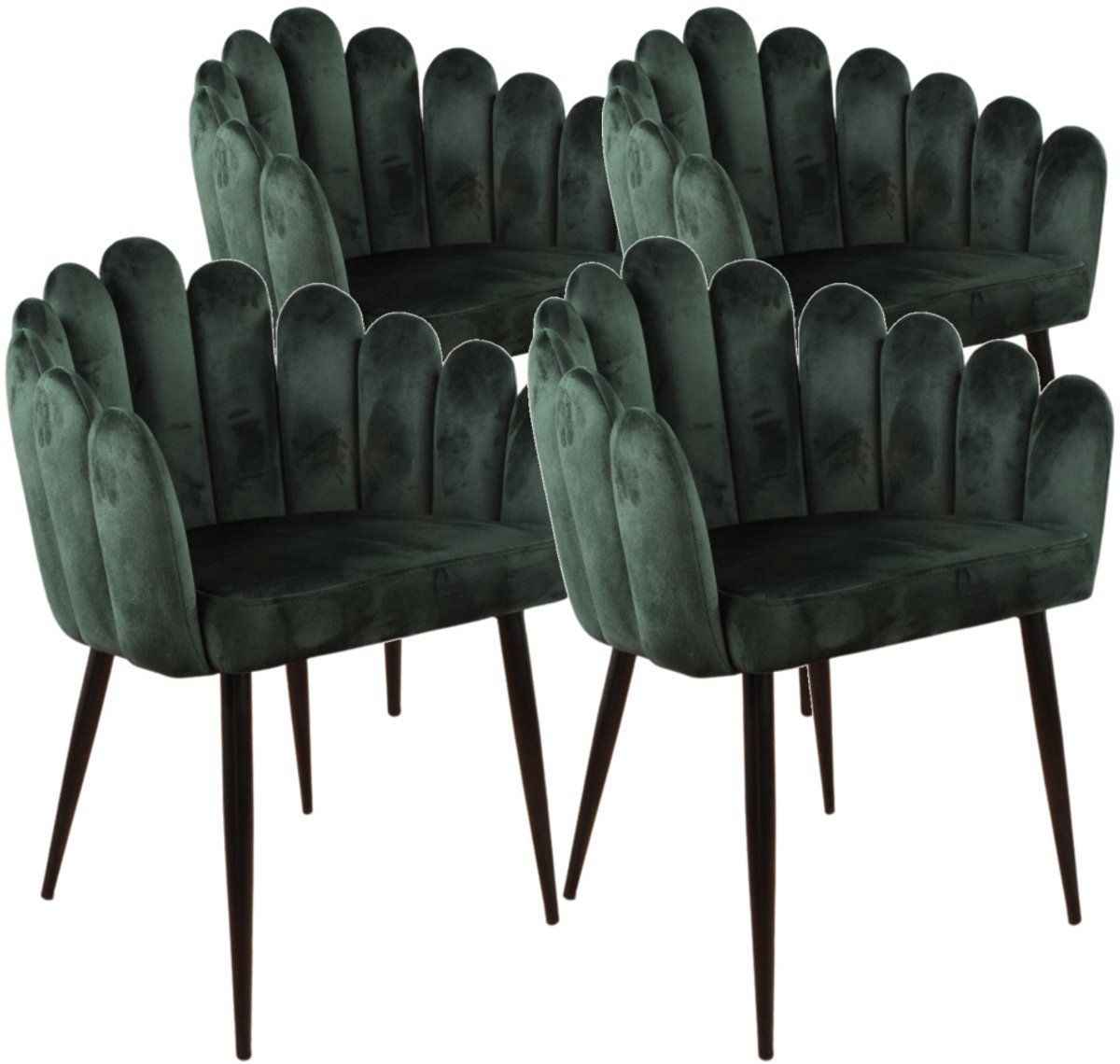 DS4U® - Flower eetkamerstoel - Set van 4 - Groen - Velvet