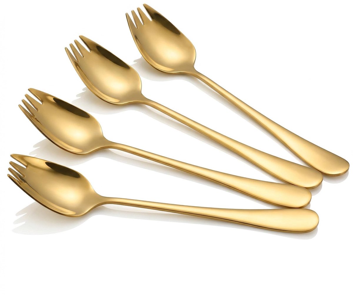 Solidchoice - Set van 4 Gouden RVS Sporks, 2-in-1 Bestek