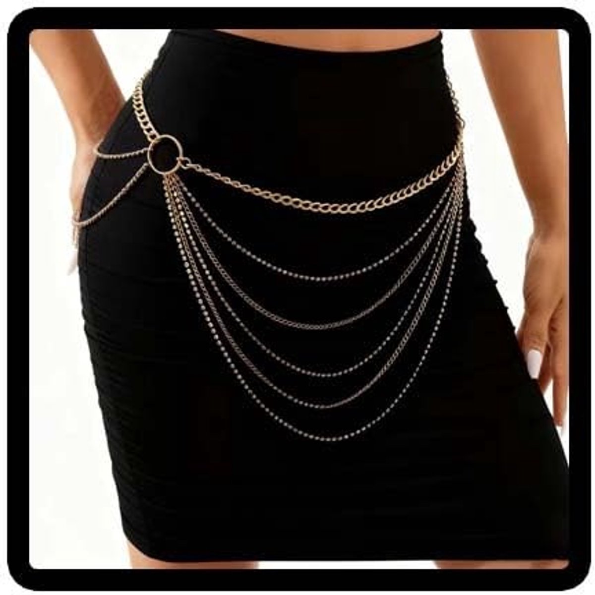 Solidchoice - Luxe Multi-laagse Water Diamond Taille Ketting voor Dames