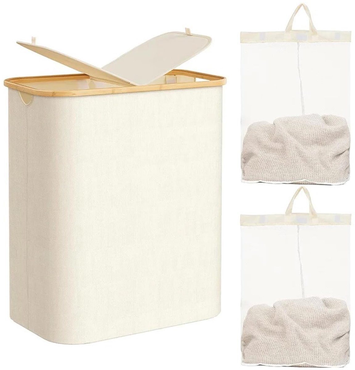 Solidchoice - Grote Wasmand met Deksel en 2 Compartimenten