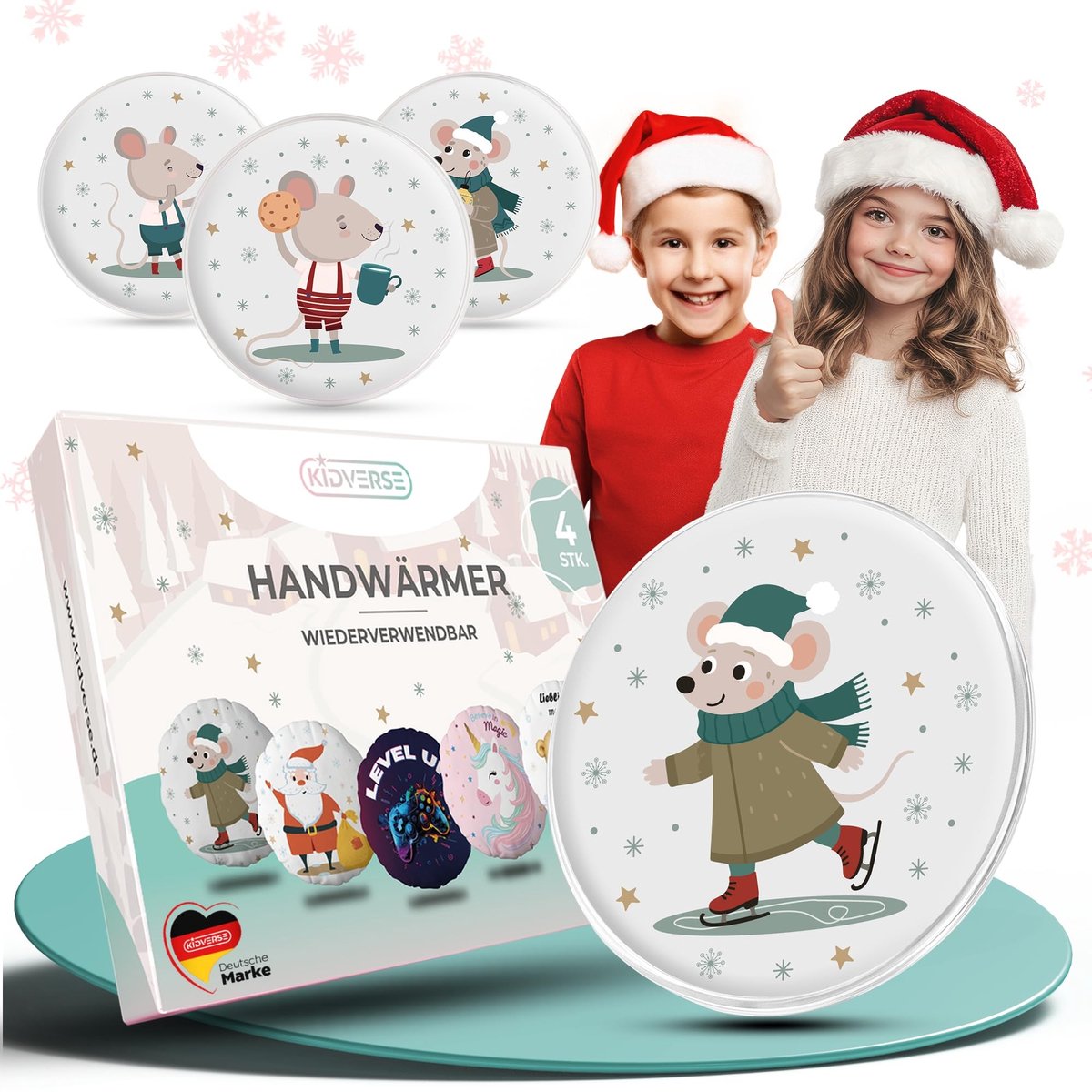 Solidchoice - Set van 4 Herbruikbare Handwarmers voor Kinderen