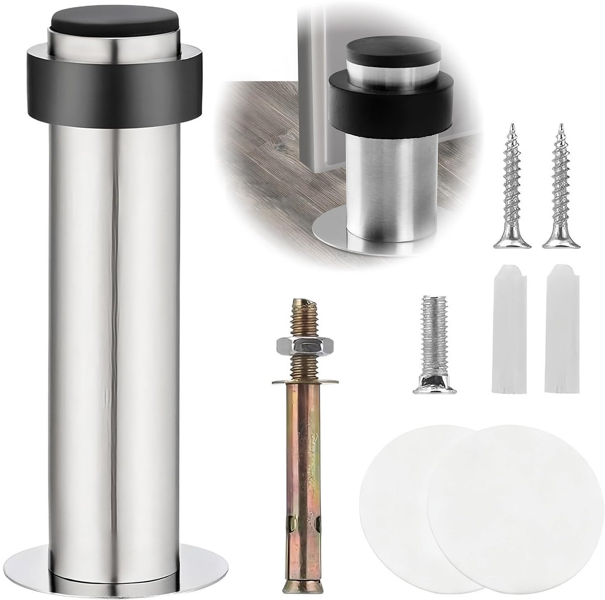 Solidchoice - Premium Deurstopper van Roestvrij Staal met Rubber Buffer