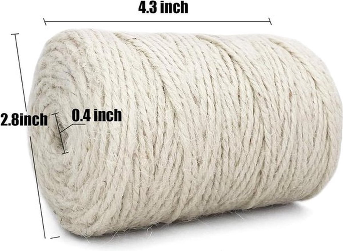 2.5mm Dik Wit Jute Touw - 328 Voeten - Heavy Duty Natuurlijk Craft Touw - Thuis Tuinieren - Plant Foto Hanger - Gekleurd Jute Touw - Geschenken Presenteert - Mason Potten - Bruiloft