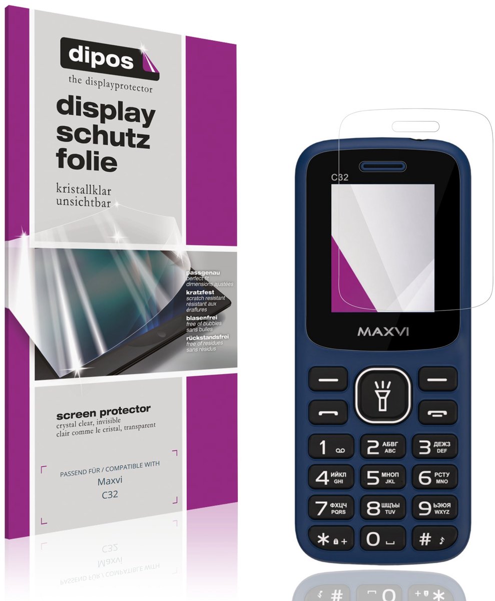 dipos – 4x Beschermfolie geschikt voor Maxvi C32 | Krasbestendige & heldere Screenprotector Ultra-Thin