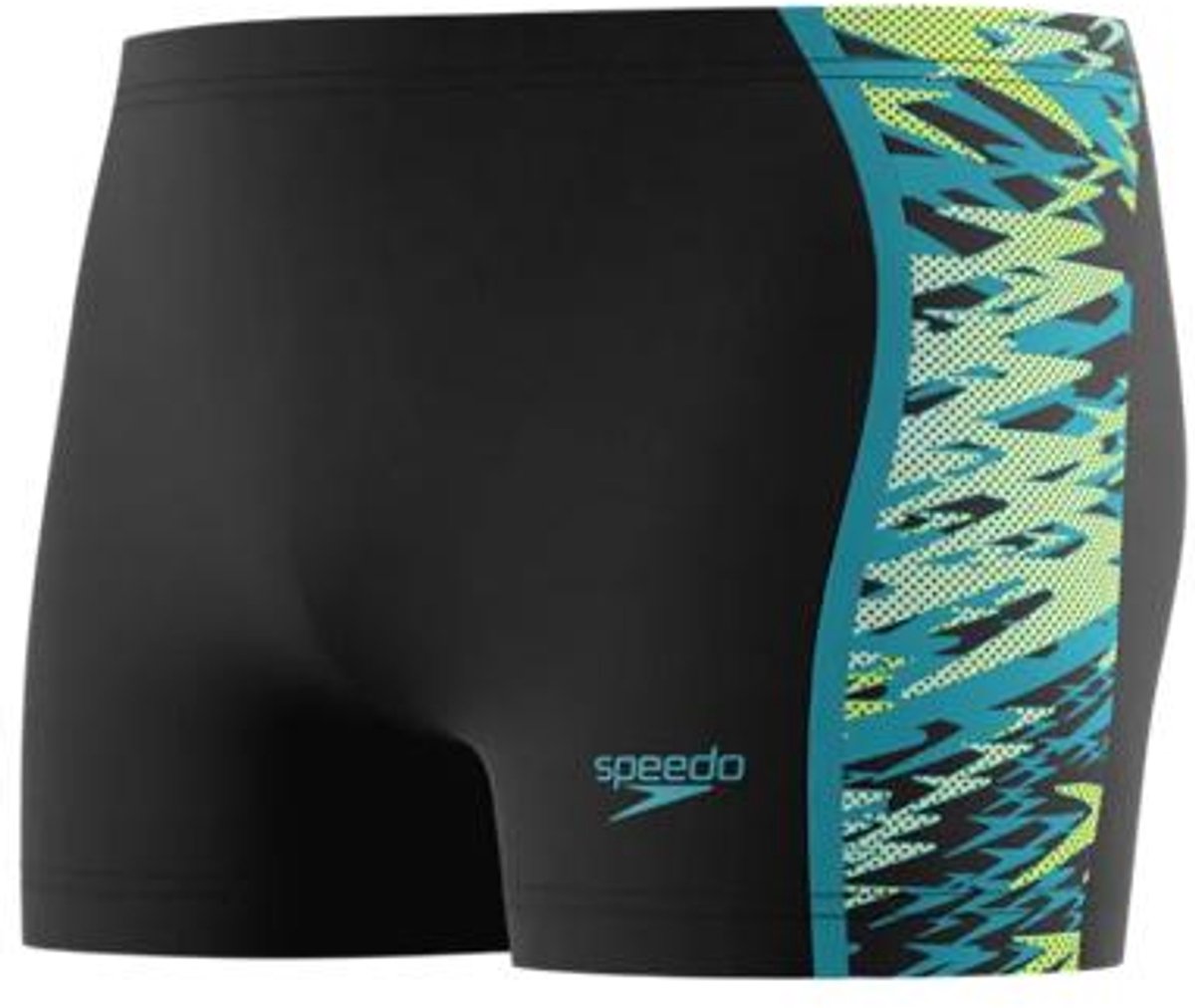 Speedo Hyperboom Splice Aquashort Heren - Chloorbestendige Zwemboxer Heren - Kleurvaste Strakke Zwembroek Heren - Sportzwembroek Heren met Trekkoord - Zwart/Groen - S
