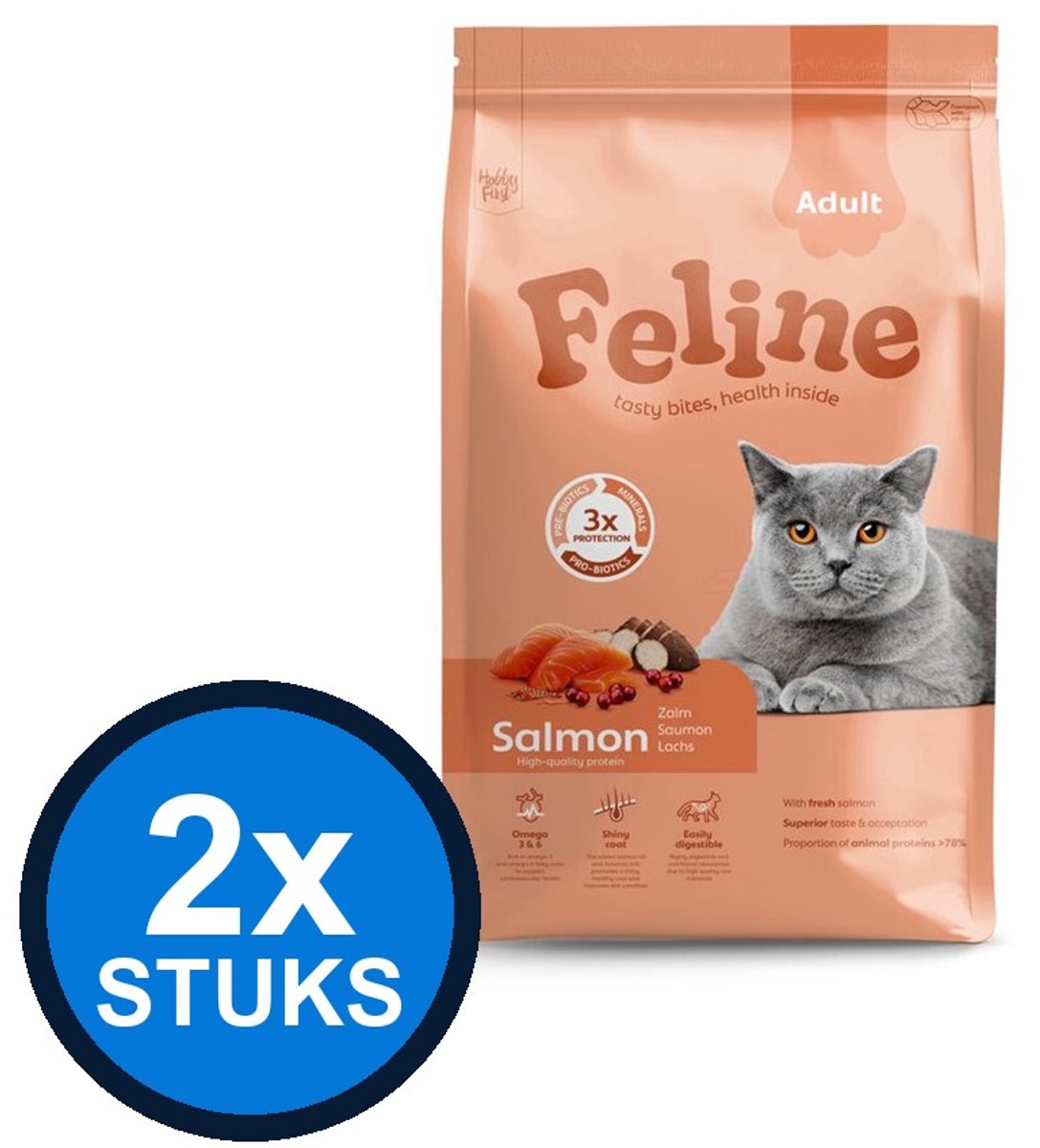 2x Hobby First Feline Adult Zalm - Kattenvoer - 1,5kg