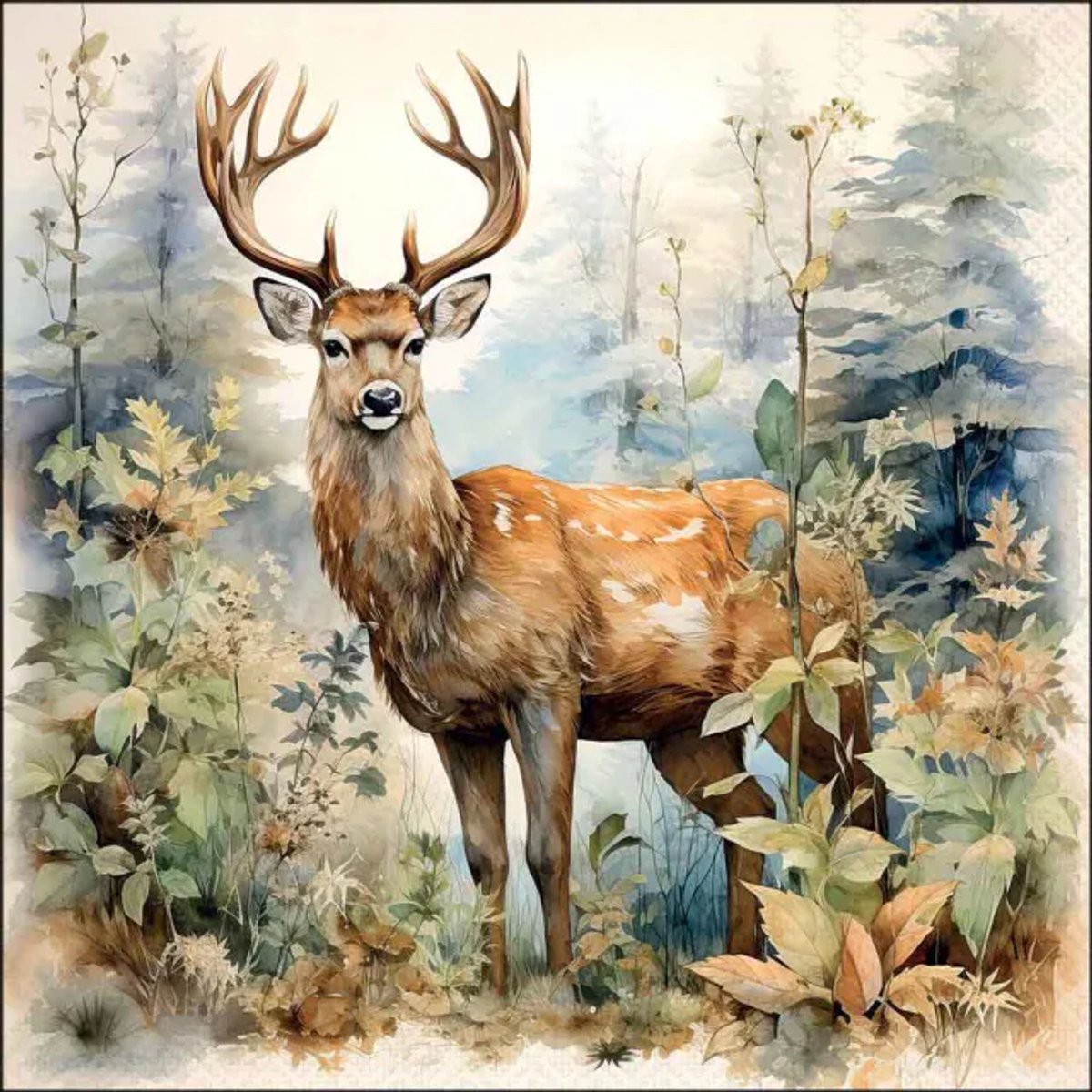 Lunch Servetten Deer in the woods - Ambiente - 33x33 cm