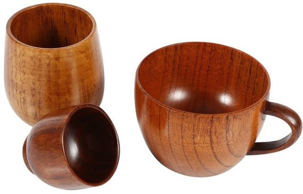 Houten Beker Handgemaakt - Natuurlijke Houten Koffiemok - Decoratieve Bekers - Thermische Isolatie - Gezond en Herbruikbaar - Log Kleur - Houten Mok