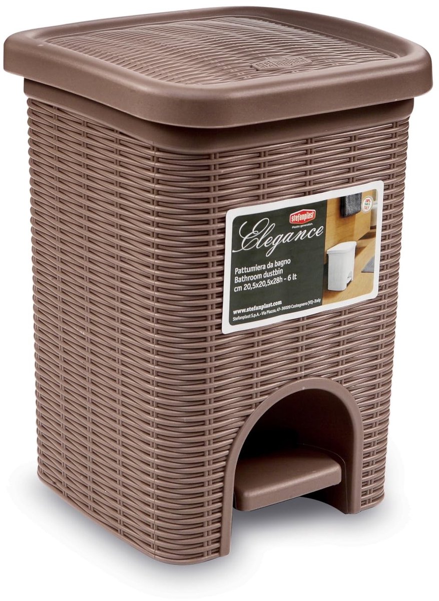 Solidchoice - Rattan Look Afvalemmer 20,5 x 20,5 x 28 cm