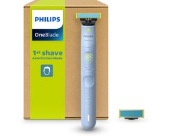 Philips OneBlade First Shave Scheerapparaat – Comfortabele Eerste Scheerervaring, Anti Friction Mesje, Hybrid Electric Shaving System, Nat & Droog Gebruik, USB Oplaadbaar, Inclusief 2 Mesjes – QP1326/30