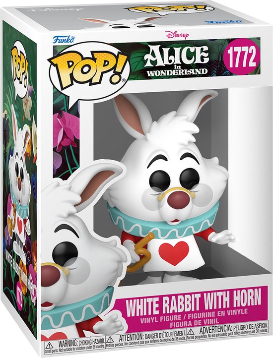 Funko Pop! White Rabbit met hoorn figuur uit Alice in Wonderland in verpakking.
