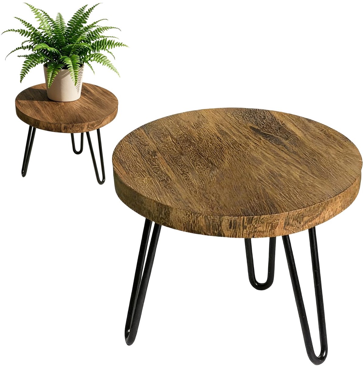 Famanu – Houten plantenstandaard van 25 cm, ronde bloemstandaard, zeer sterk, geschikt voor verschillende potmaten, voor binnen en buiten decoratie, een stijlvolle toevoeging aan uw interieur