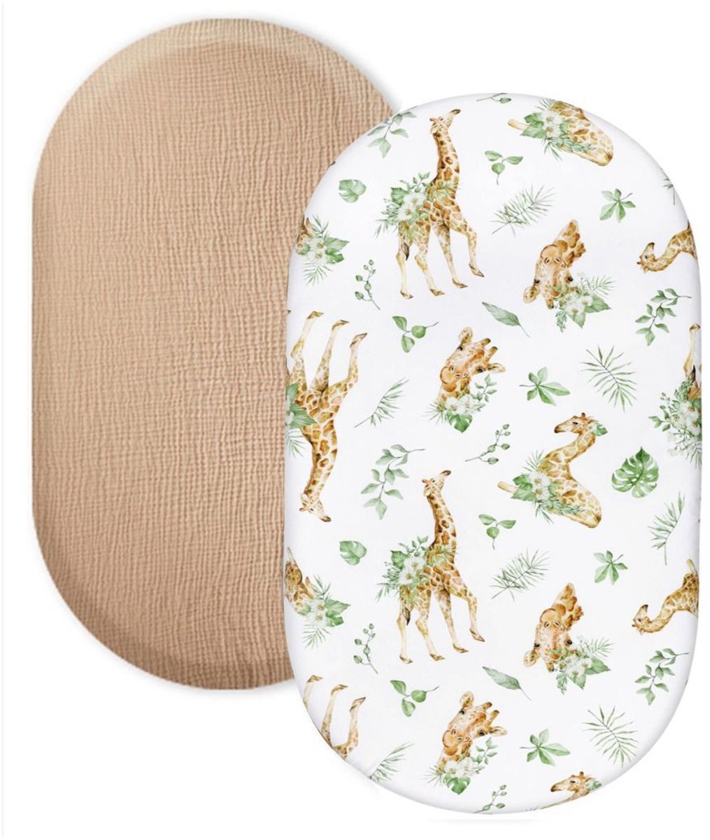 Wieg hoeslaken set van 2 stuks - ademend mousseline katoen - afneembaar wasbaar buitenhoes - geschikt voor babywieg matras - 32 * 17 inchStijl 32