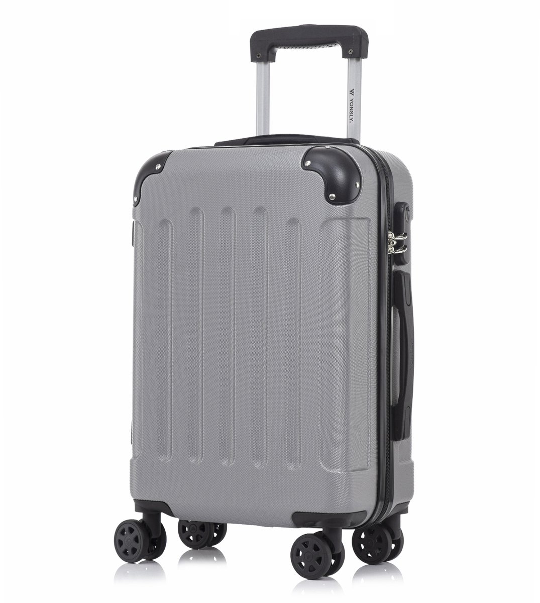 YONSLY Handbagage Koffer - 55cm - 40 L - Cijferslot- 360° Draaibare Wielen - Lichtgrijs