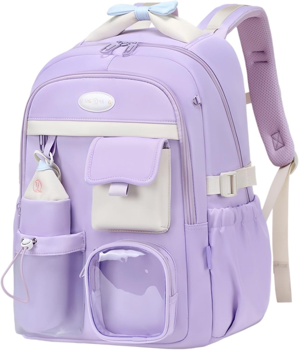 KZQ 23L schoolrugzak voor meisjes met etui - Ergonomisch met verstelbare borstriem - Gepadderd laptopvak tot 15.6 inch - Geschikt voor dagelijks gebruik - Paars