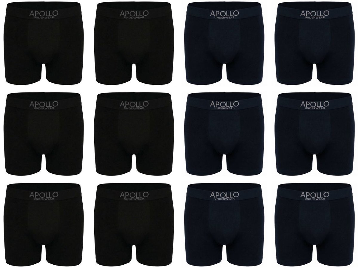 Apollo 12-pack: Naadloos - Zwart & Navy - maat M