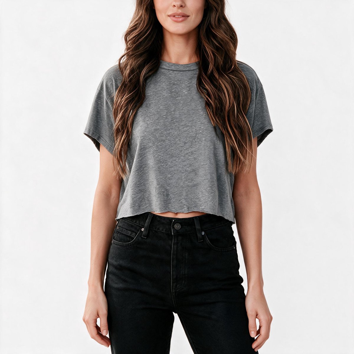 Imily Bela Dames Cropped Basic T-shirt met Ronde Hals
