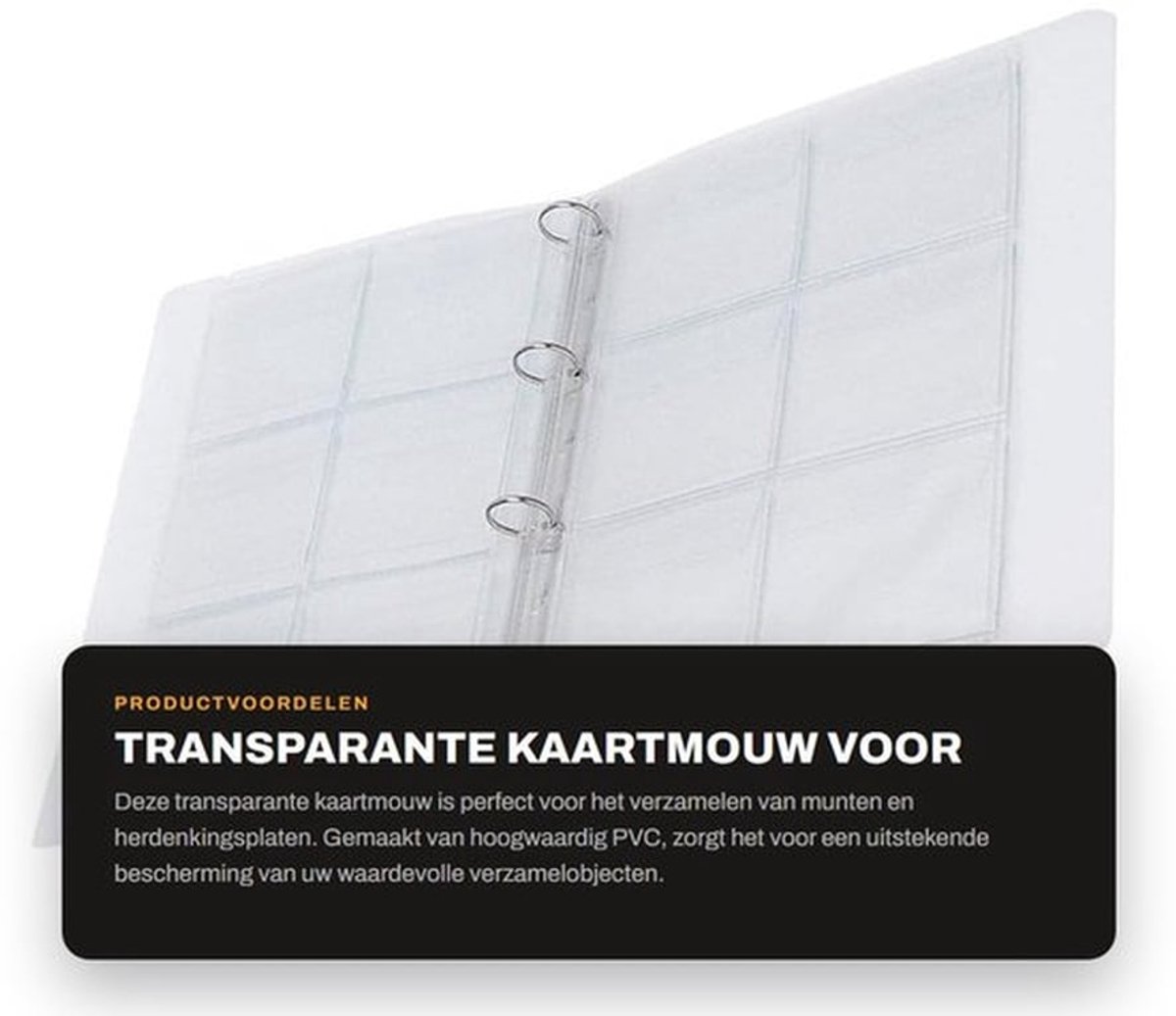 Kaartmouw Transparant - Verzamelmap Munten - PVC - Draagbaar - 6 Pagina's - Beschermend Effect