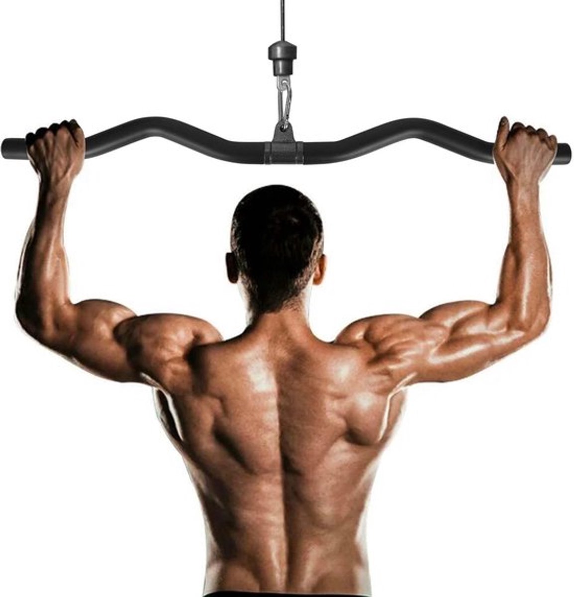 Dokeno Bicepstang, Tricepsstang, Ergonomische LAT-machinestang 80 cm Zwart, Triceps-tractiebar voor Thuis, Gym, Crossfit, Bodybuilding, Krachttraining, Sport