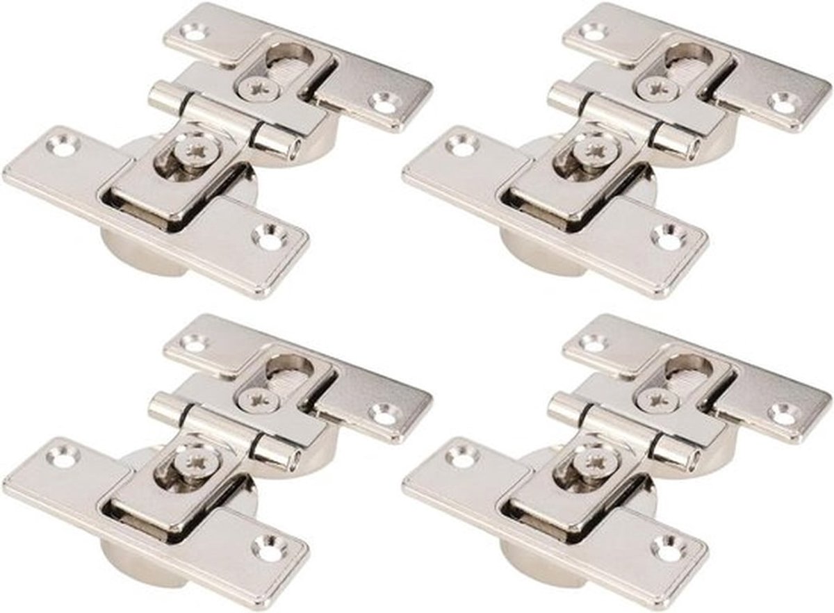 - Kabinet Deur Scharnier - Opvouwbaar - Dubbele Deur - 180 Graden - Scharnier Ondersteuning - Kast Deur - Flip Cover - Compact - Geschikt voor Klaptafel - Wit - 4 stuks - 65x50x21mm