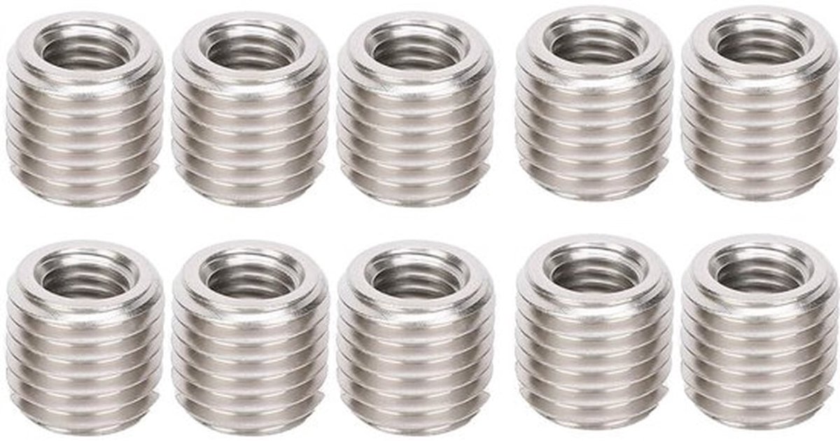 Draadreduceermoer - Draadreductieadapter - Roestvrijstaal - M10x1.5 en M16x2 - Ideaal voor schroefdraad reparatie - 10 Stuks